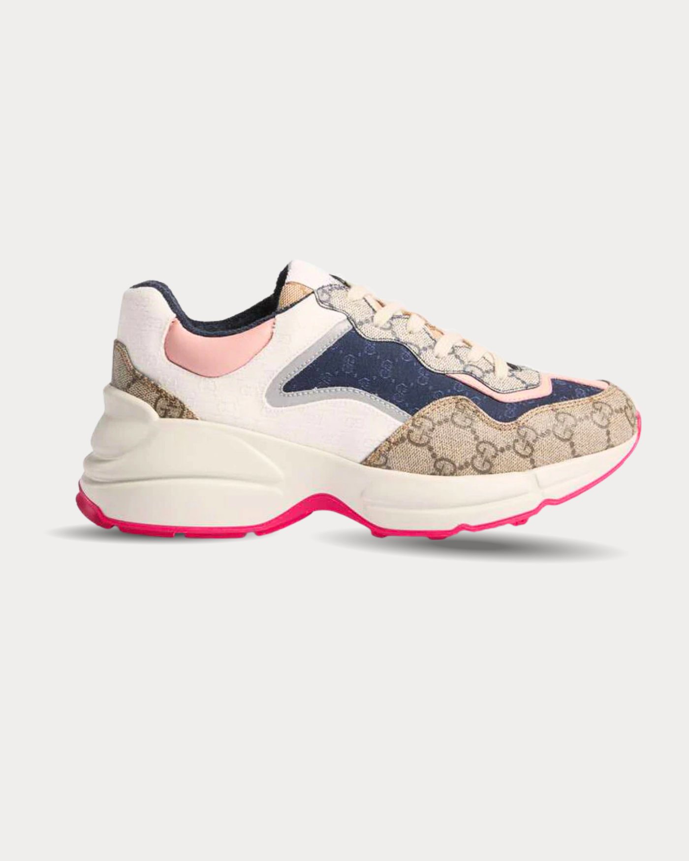 Gucci - GG Rhyton leather-trimmed Blue Pink Low Top Sneakers