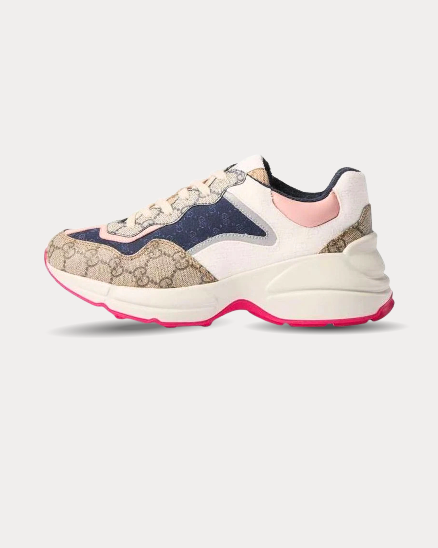 Gucci - GG Rhyton leather-trimmed Blue Pink Low Top Sneakers