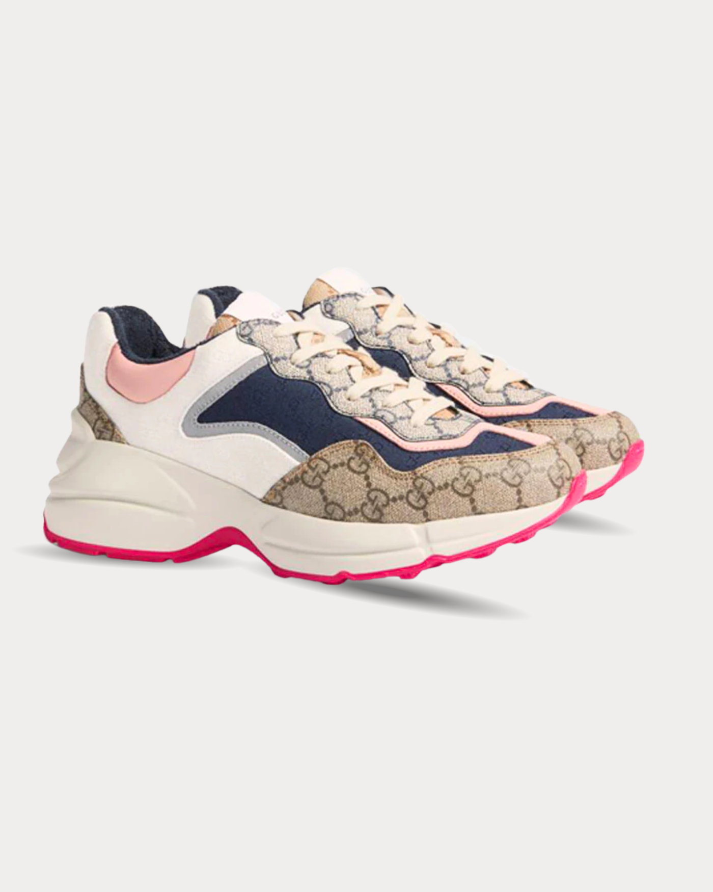 Gucci - GG Rhyton leather-trimmed Blue Pink Low Top Sneakers