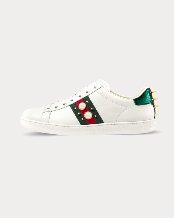Gucci - Ace embellished leather Bianco Low Top Sneakers
