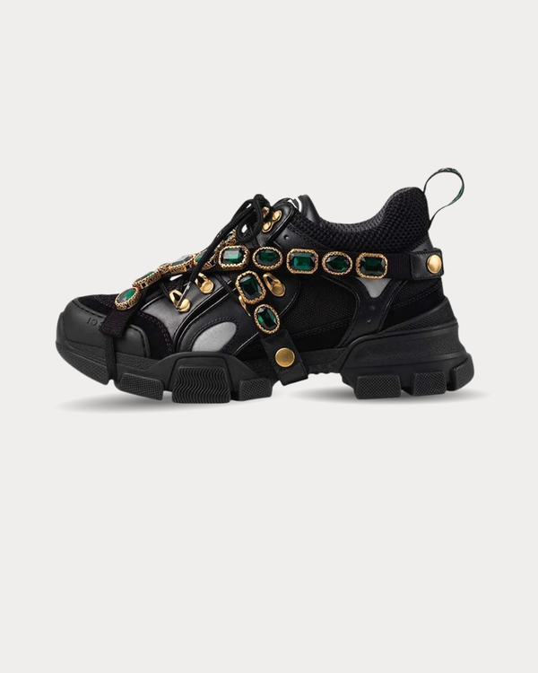Gucci - Flashtrek embellished Black Low Top Sneakers
