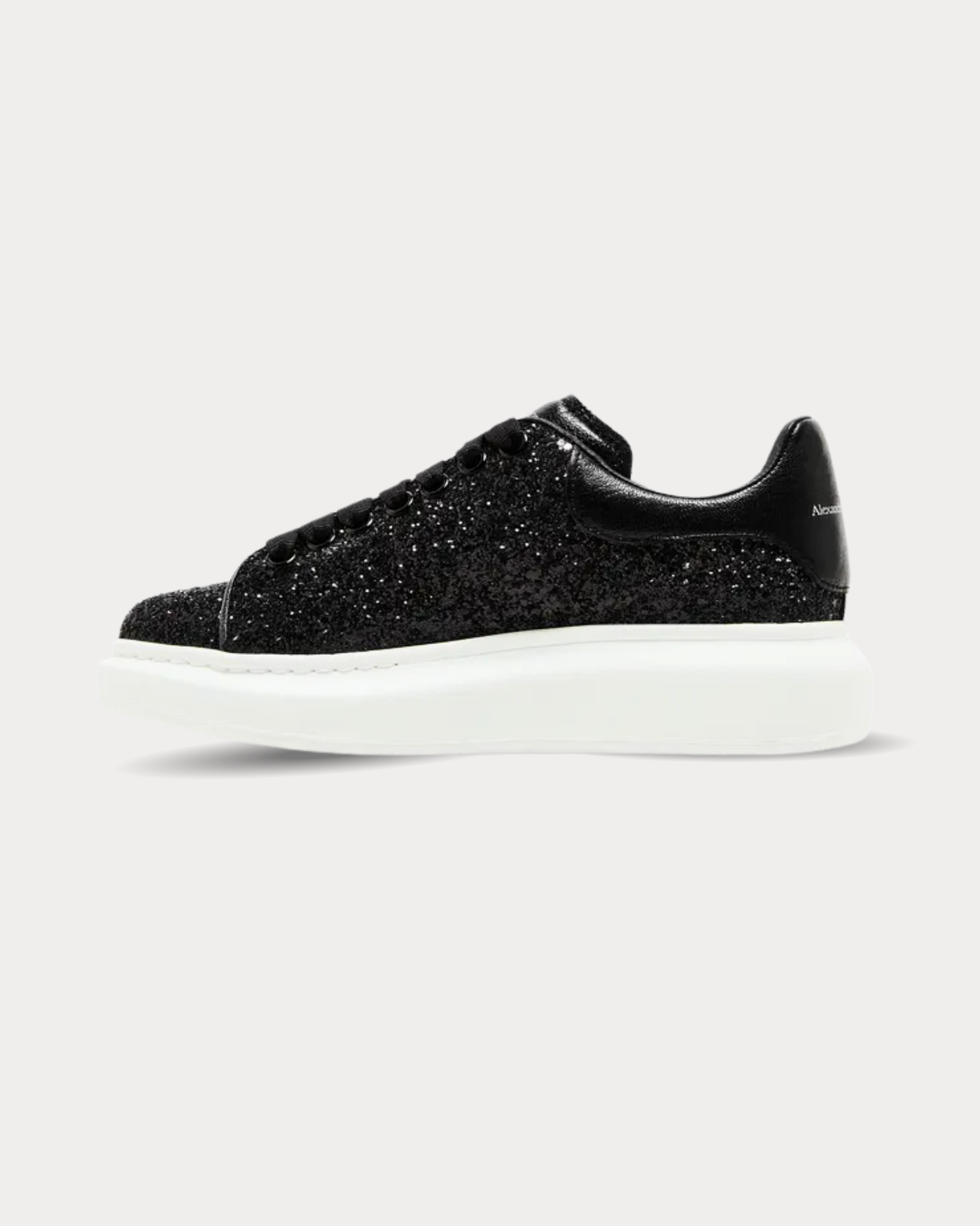McQueen - Leather-trimmed glitter Black Low Top Sneakers