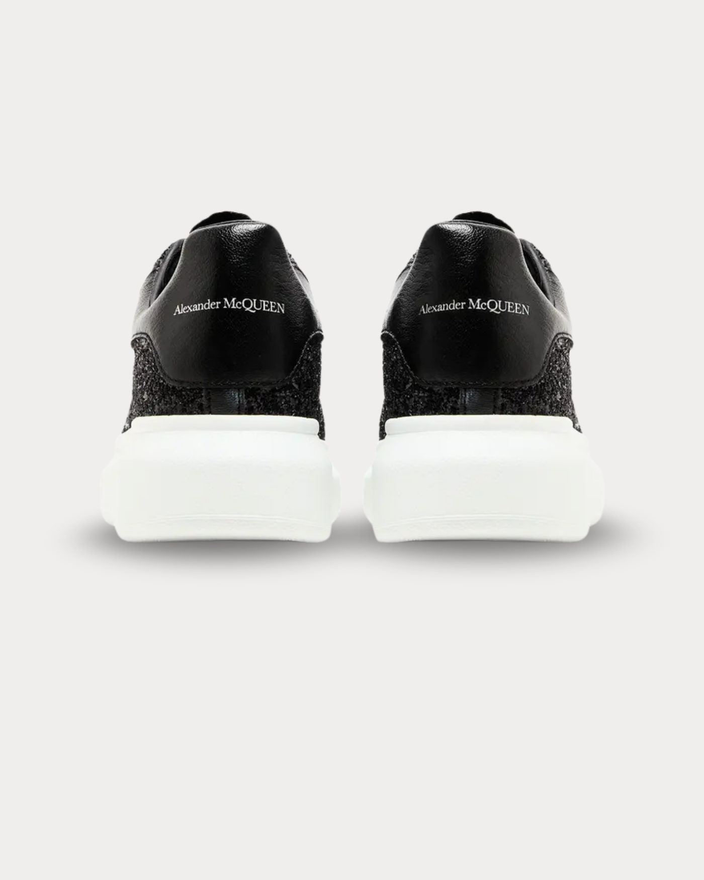 McQueen - Leather-trimmed glitter Black Low Top Sneakers