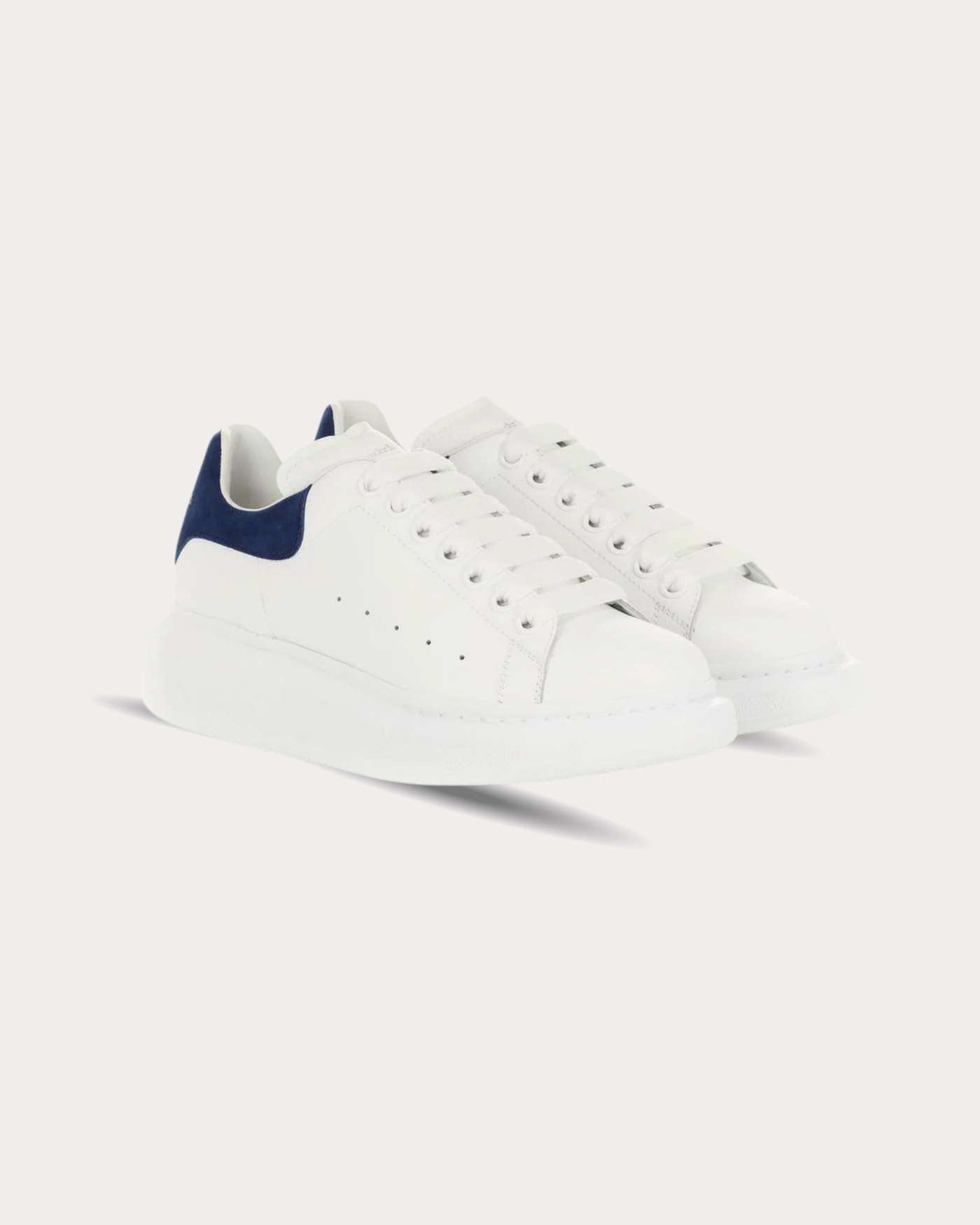 McQueen - Leather White Paris Blue Low Top Sneakers