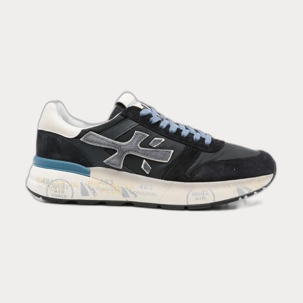 Suede-Leather Low-Top Sneakers Blue