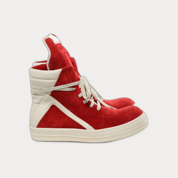 Rick Owens High-Top Panelled Sneakers Red